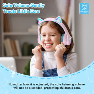 LOBKIN Casque pour enfants à oreilles de <span class=keywords><strong>chat</strong></span>, pliable, idéal pour le sport, l'école <span class=keywords><strong>et</strong></span> les cours en ligne, protection auditive, lumière RGB – Meilleures ventes - Product Image 2