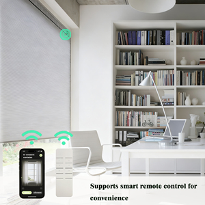 Thông minh tổ ong Rèm cho Windows được xây dựng trong cài đặt điện dọc mô hình Polyester Con lăn Shades lọc ánh sáng đồng bằng - Product Image 3