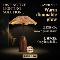 Lampe de table en bois tressé, lampe de sol décorative LED, lumière chaude, abat-jour brun pour salon, café, bar