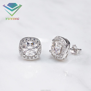 In Stock 925 Sterling <b>Silver</b> VVS Moissanite <b>Stud</b> Earrings 18k gold Plated GRA Certificate Fine Fashion Jewelry for Weddings Gift - Product Image 5