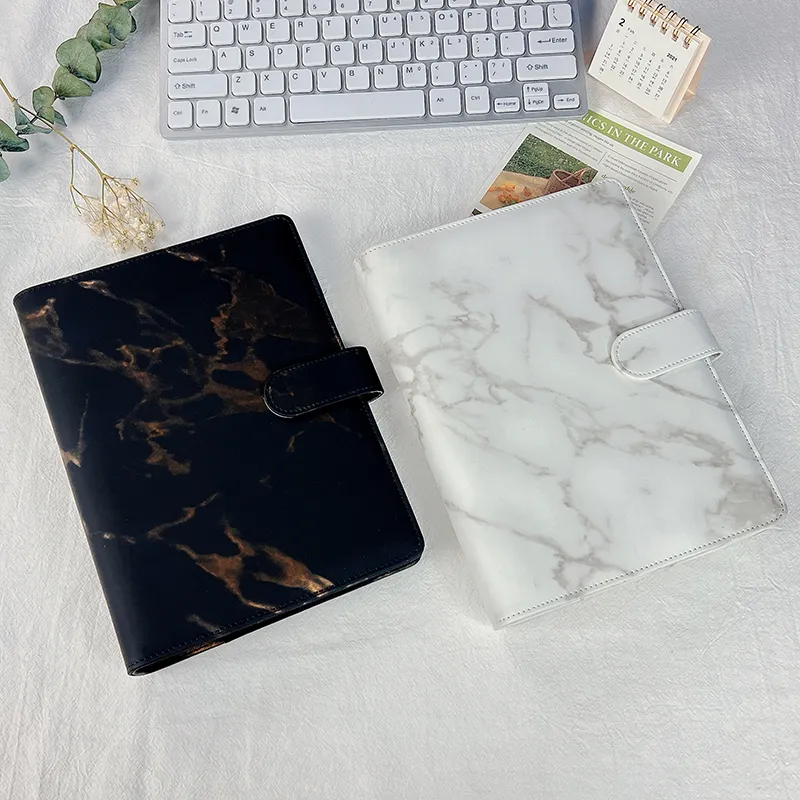 Hot sell a5 a6 marble pu leather notebook shell loose-leaf binder cover diary schedule journal binder white marble notebook