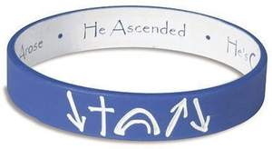 Braccialetto in Silicone Reversibile Blu Reale e Grigio con Scritta 'He Ascended', Braccialetti in Gomma Siliconica - Product Image 2