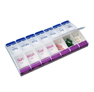 Boîte de rangement pour pilules en plastique personnalisée de grande taille avec bouton poussoir pour les vitamines, l'huile de poisson, les médicaments, boîte organisatrice de pilules <span class=keywords><strong>hebdomadaire</strong></span> pour 7 jours - Product Image 6