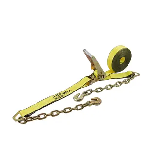 Hot Sale 30FT 2" Ratchet Straps With Chain Anchor Ends High Quality Handle Tie Down Strap Retractable Ratchet Straps