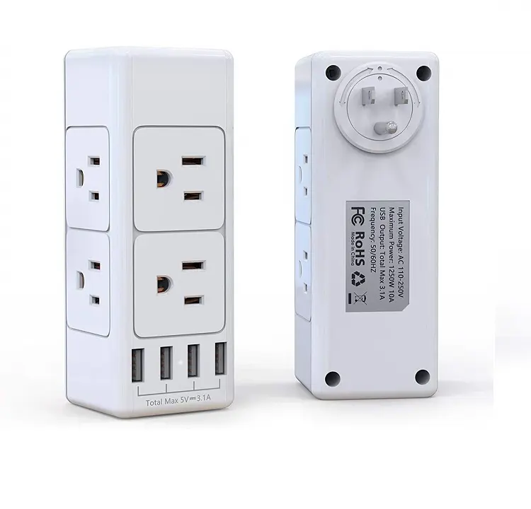 Electric Wall Socket Extender With 6 Charger And 4 Usb Ports Socket Distributor With Rotating Multi Socket