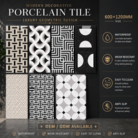 Carrelage en porcelaine pleine masse 600x1200mm, motif géométrique moderne, poli, pour sol et mur, fournisseur OEM ODM