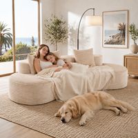 Weißes Cord-Sofa in L-Form, Modulares Dreisitzer-Sofa, Kreatives Unregelmäßiges Anpassbares Modernes Einfaches Schwamm-Sofa für Hotelgebrauch