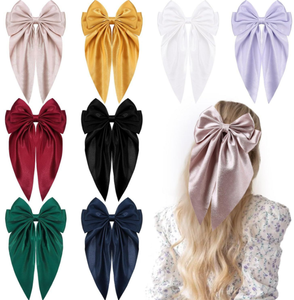 Nouvelle Pince à <span class=keywords><strong>Cheveux</strong></span> Grande Nœud Papillon en Chiffon pour Femme, <span class=keywords><strong>Barrette</strong></span> à Nœud Papillon en Satin Couleur Unie, Accessoire <span class=keywords><strong>Cheveux</strong></span> pour Queue de Cheval - Product Image 1