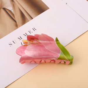 مشبك شعر نسائي من Yi YHJ لعام <span class=keywords><strong>2026</strong></span> متوفر في المخزون، مطبوع على الوجهين بنمط زهور كرتوني، مشبك شعر أكريليك مخصص - Product Image 6