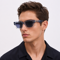 LBASHADES S2605 Lunettes de soleil tendance à monture intégrale UV400, petites lunettes carrées, verres PC, branches personnalisables avec logo, unisexe adulte (femmes et hommes)