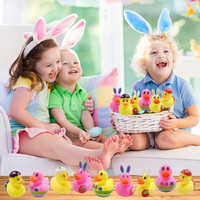 Canards en caoutchouc de Pâques Mini Bunny Duckies Jouets de bain pour douches de bébé Accessoires Enfants Panier de Pâques Stuffers et Party Favers