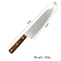 Couteau de chef professionnel de 8 pouces en acier inoxydable 420J avec manche en bois Pakka et plusieurs options de motifs pour une utilisation en cuisine