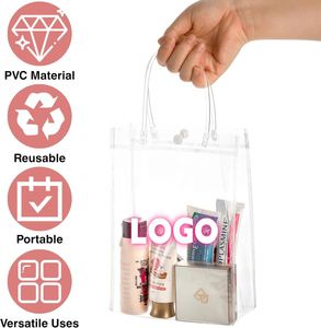 Custom Logo Clear PVC Gift <b>Bags</b> with Handles - Mini <b>Party</b> Favor <b>Bags</b> Transparent <b>Party</b> <b>Favour</b> Plastic Gift <b>Bag</b> 5.9X6.29 Inches - Product Image 4