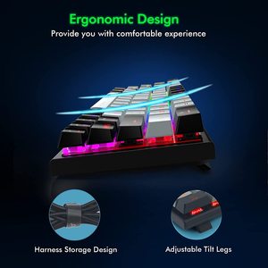 <b>Wireless</b> 60% Mechanical Gaming Keyboard Bt/2.4g Usb Type-c Rgb Backlit 63 Keys Compact Metal Red Switches Programmable - Product Image 4