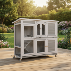 <span class=keywords><strong>Cage</strong></span> à lapins en bois avec roue, maison à deux étages pour cochons d'Inde, pour l'extérieur et l'intérieur, vente en gros d'usine - Product Image 1