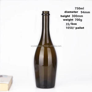 Bouteille de vin en verre ambré de 750 ml, bouteille de champagne pétillante pour vin rouge, vin mousseux avec bouchon en liège - Product Image 5