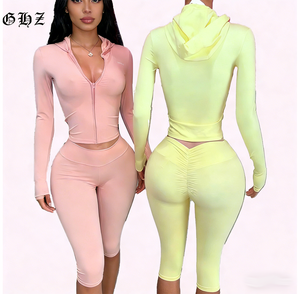 Ensemble 2 pièces Y2K 2026 pour femme : veste et legging décontracté coupe skinny, ensemble crop top et legging d'été pour femme, idéal pour la détente - Product Image 1