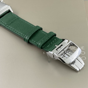 Rectangular Hand-Wound Mechanical Watch with Small Second Dial Calfskin Strap Polished Steel Case for Men Business and Casual - Product Image 2