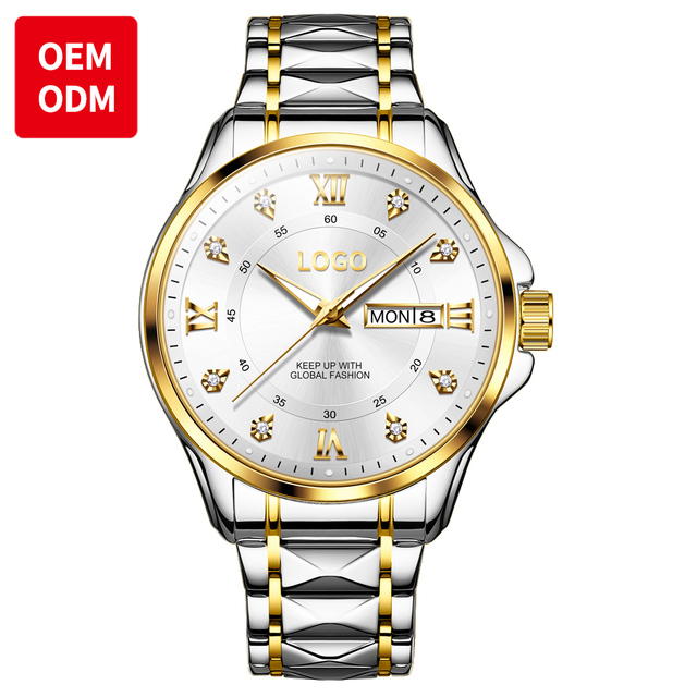 OEM ODM  2906 Luxury Custom logo Brand High Quality Waterproof Stainless Steel Reloj Calendar  Waterproof Quartz Watch for Man