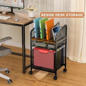 Carrito Organizador con Divisores, Fácil <span class=keywords><strong>de</strong></span> Montar, Estante <span class=keywords><strong>de</strong></span> Almacenamiento para Carpetas, Carrito Metálico Multifuncional para Oficina, Archivador <span class=keywords><strong>de</strong></span> Revistas y Libros - Product Image 3