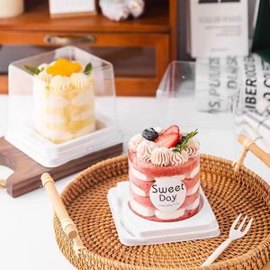 Thuận tiện vuông Bánh hộp bán buôn xách tay mini hộp nhựa bánh Takeaway container với dân gian - Product Image 2