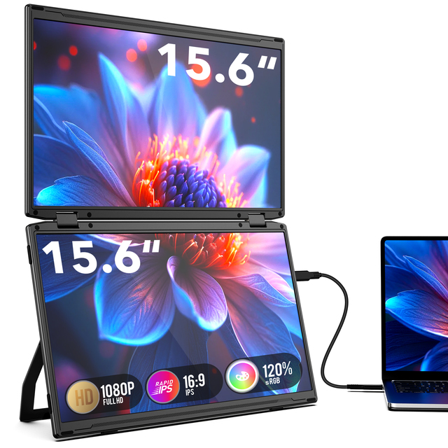 15.6 Inch Luxury Portable Laptop Triple Fold Screen Laptop Screen Extender Dual Monitors 360° Foldable Design