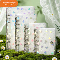 Carnet à anneaux en PVC transparent avec bouton-pression, couverture de journal/agenda Kawaii A6
