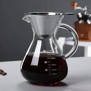 เครื่องชงกาแฟแบบแก้วพร้อมด้ามจับ ตัวกรองสแตนเลส ถ้วยทรงโค้งพร้อมมาตรวัดสำหรับชงกาแฟ - Product Image 2