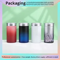 Bouteilles d'emballage en verre dépoli cylindriques épaissies de 180 cc avec couvercle scellé pour huile de poisson, compléments alimentaires, comprimés, capsules et bonbons