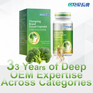 Lvyuan Capsules <span class=keywords><strong>Broccoli</strong></span>-<span class=keywords><strong>extract</strong></span>, Ginsengblad-<span class=keywords><strong>extract</strong></span>, elk 100g, bevat: 2,5g Sulforafaan, 3,2g totaal saponinen - Product Image 1