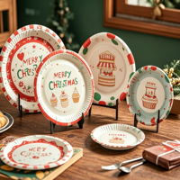 Ventes en gros d'assiettes en papier jetables personnalisées de haute qualité, 6, 7, 8, 9 pouces, pour fêtes, impression personnalisée