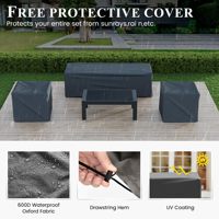 Conjunto de Muebles de Terraza Modernos de Aluminio para Jardín, Sofá Seccional de Metal Gris para Exteriores con Fundas Impermeables