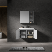 Mueble de Baño Suspendido de Estilo Europeo con Lavabo Integrado, Proveedor de Muebles de Baño Comerciales para Proyectos Inmobiliarios
