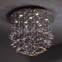 Lampe suspendue pour salon, lustre moderne de luxe en forme de papillon, luminaire suspendu en cristal LED pour la maison, le hall d'hôtel, le restaurant