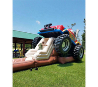 Castillo Inflable Personalizado con Tobogán, Diseño de Monster Truck, de PVC Comercial, para Niños, Garantía de 3 Años