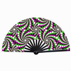 Abanico de mano de bambú pintado de alta calidad con sonido de clic, diseño plegable portátil para baile - Product Image 1
