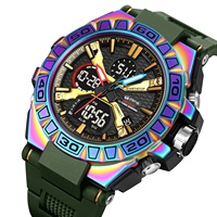 STRYVE 8026 hommes alarme lumière LED Date montre de sport numérique nouvelle mode coloré lumineux 5ATM étanche étudiant montres-bracelets