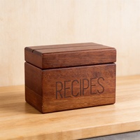 Boîte à recettes rectangulaire en bois d'acacia de qualité supérieure - Design multifonctionnel durable pour le rangement des outils sur le comptoir de cuisine