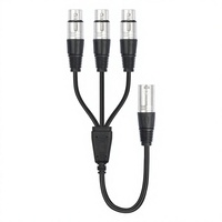 Câble audio pour microphone avec conducteur en cuivre, XLR mâle vers 3 femelles, 0,6 m, modèle 2017YM3F-06
