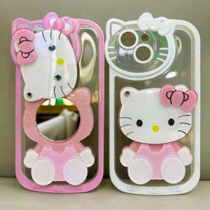 เคสโทรศัพท์ลายการ์ตูนแฟชั่นน่ารัก ดีไซน์แมว KT พร้อมกระจก สำหรับ iPhone 11 12 13 pro max 14plus 15 16  แบบใส - Product Image 2