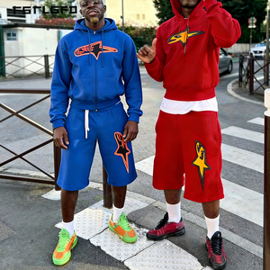 Ensemble sweat à capuche et short en coton French Terry imprimé pour homme, coupe classique et haute qualité, idéal pour logo personnalisé, tenue streetwear - Product Image 6