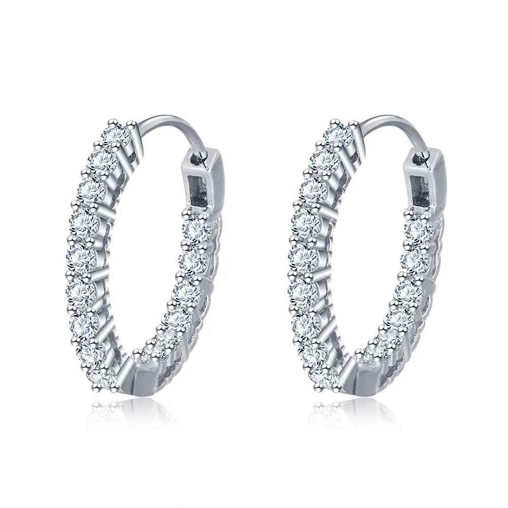 Online Fashion Jewellery 925 Sterling Silver Cubic Zirconia Huggie Hoop Earrings