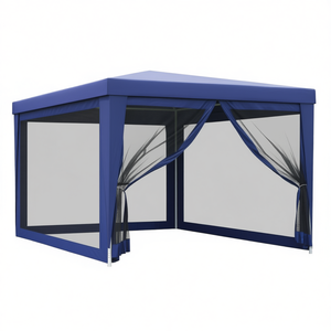 Tenda per Matrimoni ed Eventi in HDPE Blu 9.8'x13.1' con 4 Pareti Laterali in Rete e Tende con Cerniera per Eventi all'Aperto - Product Image 1