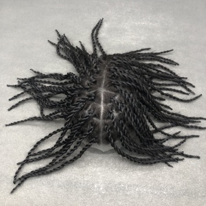 Prothèse capillaire pour <span class=keywords><strong>homme</strong></span> en cheveux Remy tressés, noirs, 100% cheveux humains indiens, en PU avec nœud simple et design droit - Product Image 6