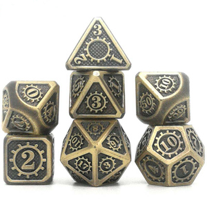 Maßgefertigtes 7-teiliges Gold Zinklegierung Umweltfreundliches Handgemachtes Polyedrisches Quadratisches 16mm Metall-Würfelset für RPG <span class=keywords><strong>DND</strong></span> <span class=keywords><strong>5e</strong></span> - Product Image 2