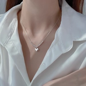 925 Sterling Silver Heart Necklace White Gold Plated Copper Lucky Charm Pendant For Women Gift Minimalist Clavicle Chain - Product Image 4