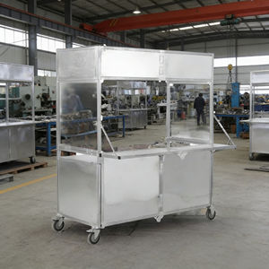 รถเข็นสแตนเลสสี่ล้อพับได้แบบพกพาสำหรับขายไอศกรีม ขนม ฮอทดอก กาแฟ และขนมขบเคี้ยวเคลื่อนที่ - Product Image 2