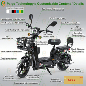 Bicicleta Eléctrica Urbana Paige, Venta al por Mayor, 48v 350w, para Adultos, Motocicleta Económica, Scooters, Hecho en China - Product Image 6