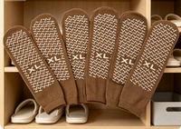 Chaussettes de sécurité antidérapantes Premium XL marron avec bande antidérapante pour les soins à domicile et le yoga
