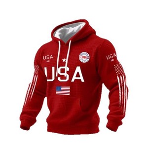 Sudadera con Capucha para Hombre, 100% Algodón Tejido, Transpirable, Diseño con Estampado de EE. UU., con Bolsillo, 2025 - Product Image 5